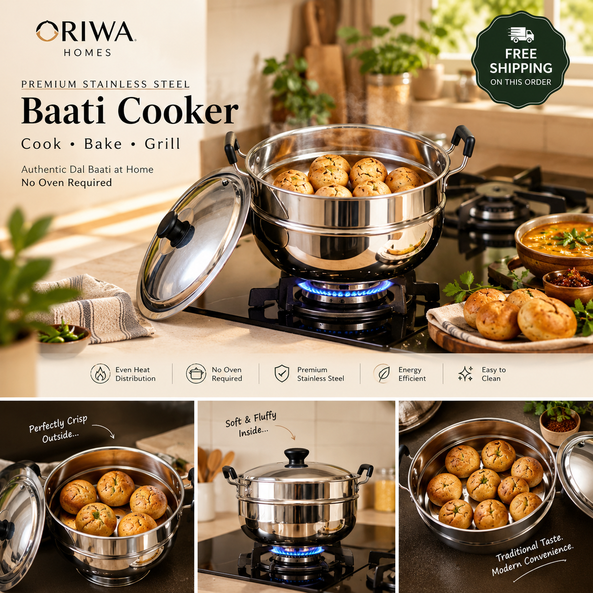 8-in-1 Premium Multi-Purpose Baati Cooker | Cook • Bake • Grill